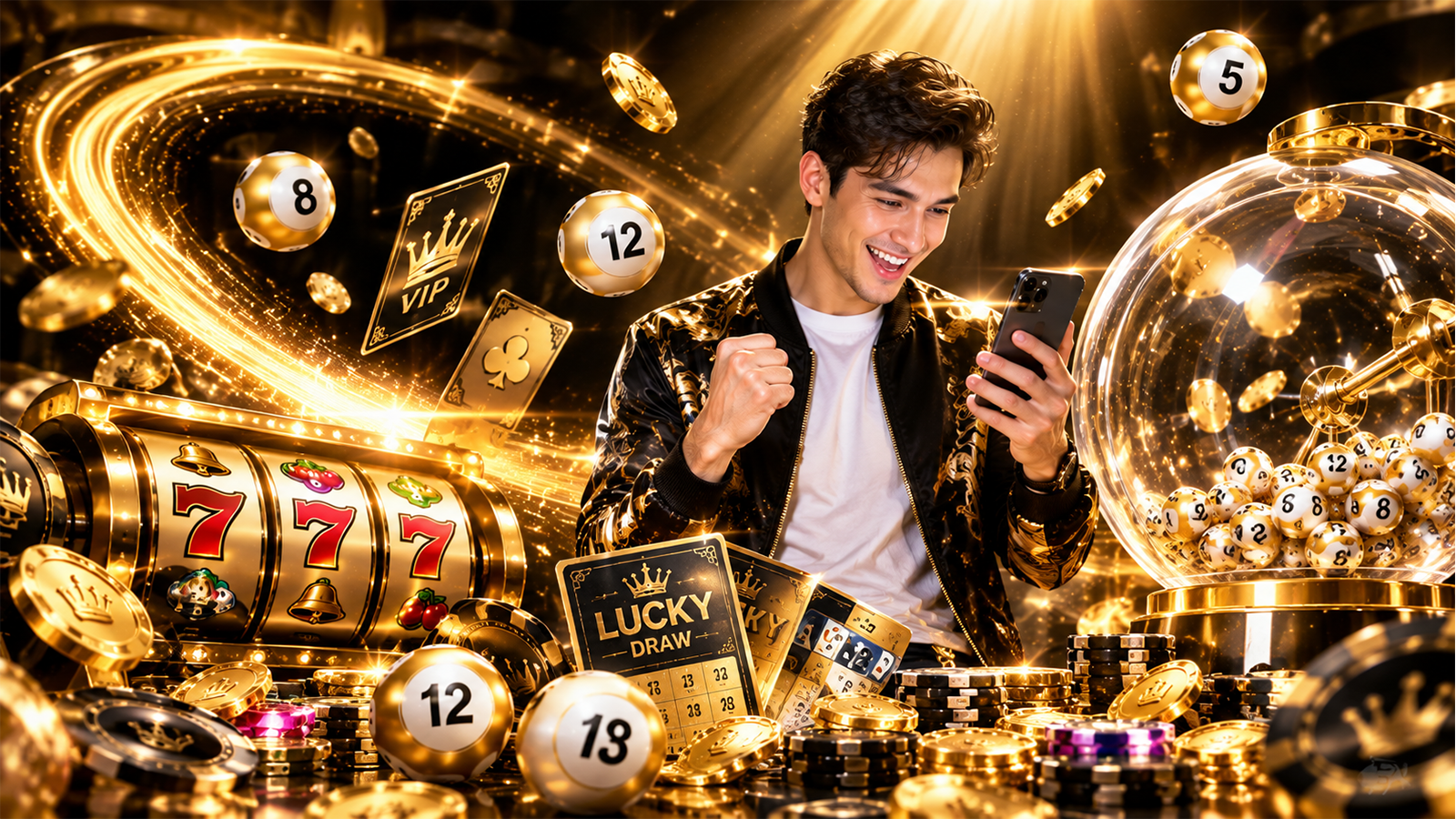 Minh họa các chuyên mục giải trí trực tuyến gồm casino, slot, thể thao, bắn cá và nổ hũ